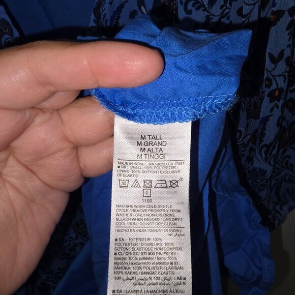 Old Navy - Waist - Defined V-Neck Midi - Blue Floral Print Dress - Medium Tall - Picture 9 of 12